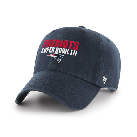 New England Patriots 2018 Super Bowl 52 LII 47 Brand Navy Clean Up Adj. Hat Cap - Sporting Up
