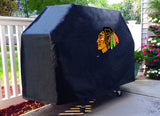 Chicago Blackhawks HBS Black Outdoor Heavy Duty Breathable Vinyl BBQ Grill Cover - Sporting Up
