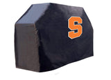 Syracuse orange hbs noir extérieur robuste respirant vinyle barbecue couverture - sporting up