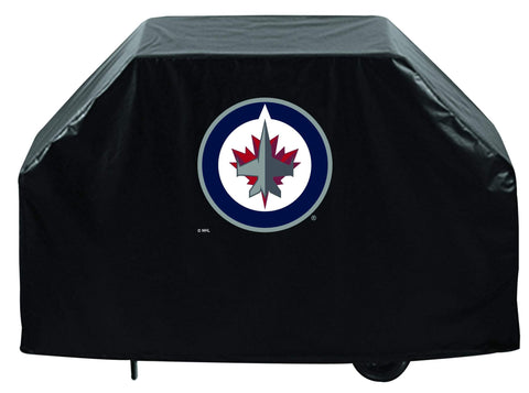 Winnipeg Jets HBS Black Outdoor Heavy Duty Breathable Vinyl BBQ Grill Cover - Sporting Up