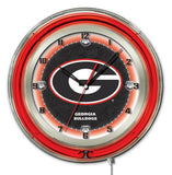Georgia Bulldogs HBS Neon Red Black "G" Logo Battery Powered Wall Clock (19") - Sporting Up