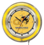 Georgia tech chaquetas amarillas hbs reloj de pared con batería de color amarillo neón (19") - deportivo