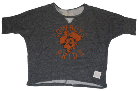 Shop Oklahoma State Cowboys Retro Brand Womens Charcoal Gray Half Shirt (S) - Sporting Up