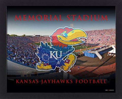 Kansas Jayhawks Ghosted Mascot Memorial Stadium-Druck (16" x 20") – Sporting Up