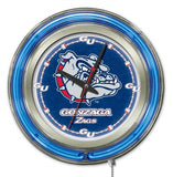 Gonzaga Bulldogs HBS Neon Blue College Battery Powered Wall Clock (15") - Sporting Up