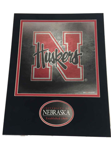 Nebraska cornhuskers pro graphs dubbelmattad röd svart 11" x 14" tryck - sportigt
