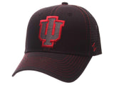 Indiana Hoosiers Zephyr Black Mesh Blackout Trucker Adjustable Snapback Hat Cap - Sporting Up