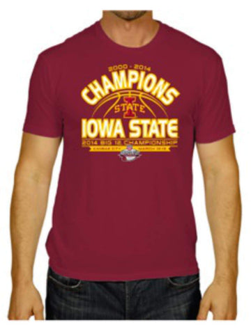 Der Bundesstaat Iowa wirbelt das rote T-Shirt der Big 12 Basketball Champions des Sieges 2014 hoch – sportlich