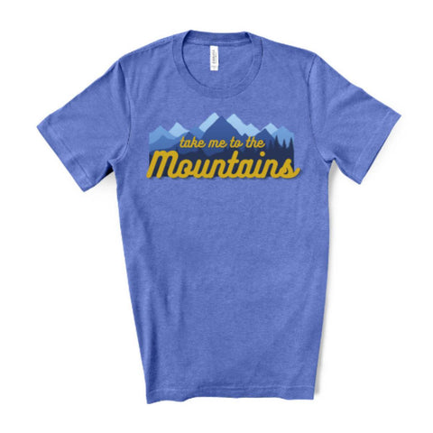 Take Me To The Mountains T-Shirt - Heather Columbia Blue - Sporting Up