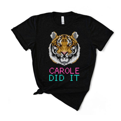 Carole Did It Tiger King T-Shirt - Black Heather - Sporting Up