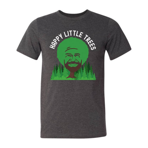 Kaufen Sie Bob Ross „Happy Little Trees“-T-Shirt – dunkelgrau meliert – sportlich