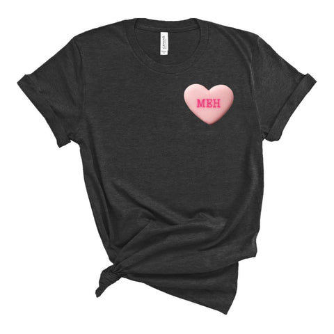 Meh Candy Heart T-Shirt - Dark Grey Heather - Sporting Up