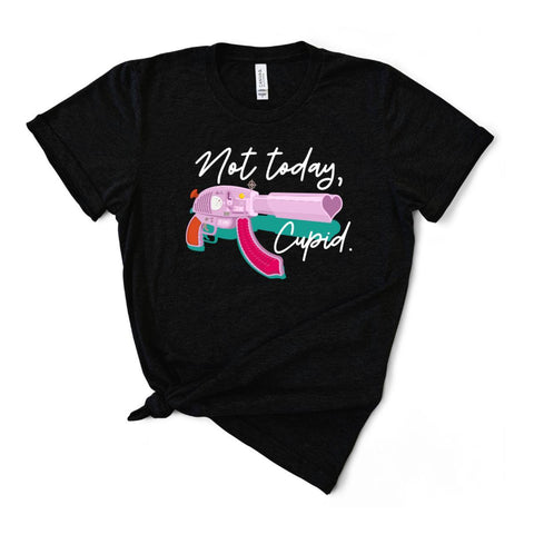 Not Today, Cupid T-Shirt - Black Heather - Sporting Up