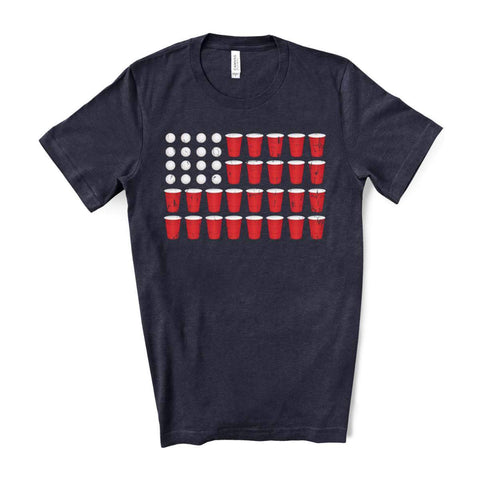 T-Shirt mit Bierbong-Flagge – Heather Midnight Navy – sportlich