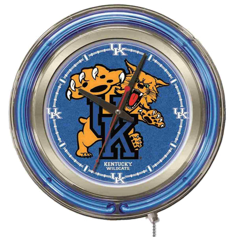 Kentucky Wildcats HBS Neon Blue Wildcat College Battery Powered Wall Clock (15") - Sporting Up