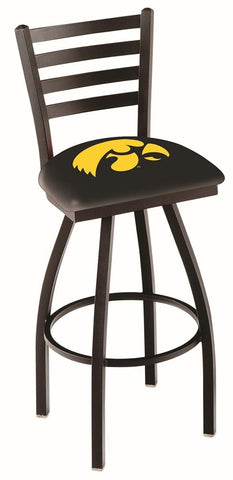 Iowa Hawkeyes HBS Black Ladder Back High Top Swivel Bar Stool Seat Chair - Sporting Up