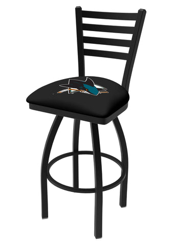 San Jose Sharks HBS Black Ladder Back High Top Swivel Bar Stool Seat Chair - Sporting Up