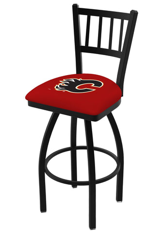 Calgary Flames HBS Red "Jail" Back High Top Swivel Bar Stool Seat Chair - Sporting Up