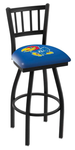 Kansas Jayhawks HBS Blue "Jail" Back High Top Swivel Bar Stool Seat Chair - Sporting Up