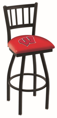 Wisconsin Badgers HBS Red W "Jail" Back High Top Swivel Bar Stool Seat Chair - Sporting Up