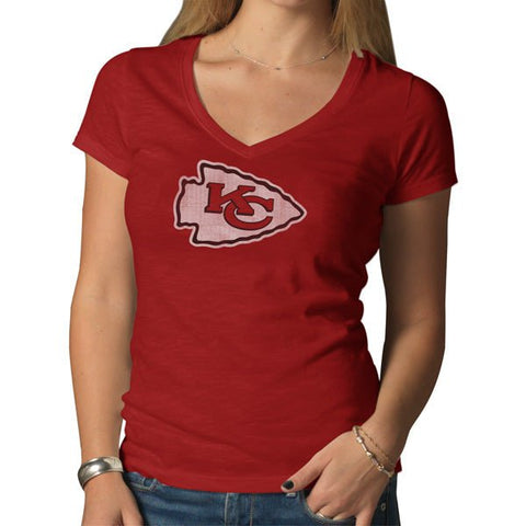 Shop Kansas City Chiefs 47 Brand Vintage Scrum Womens Red V-Neck T-Shirt - Sporting Up