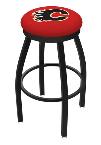 Calgary Flames HBS Black Swivel Bar Stool with Red Cushion - Sporting Up