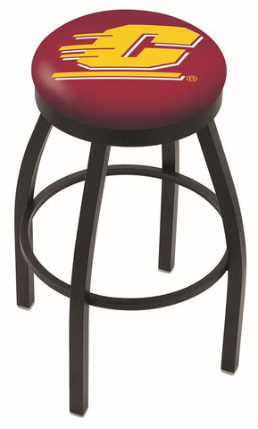 Central Michigan Chippewas HBS Black Swivel Bar Stool with Maroon Cushion - Sporting Up