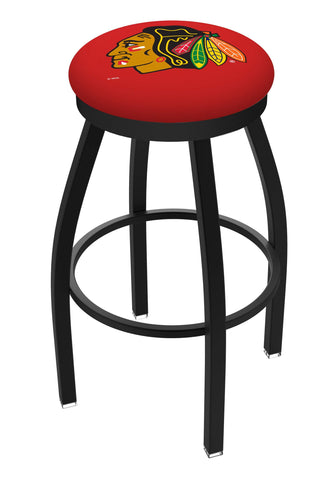 Shop Chicago Blackhawks HBS Black Swivel Bar Stool with Red Cushion - Sporting Up