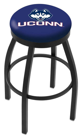 Connecticut Huskies HBS Black Swivel Bar Stool with Blue Cushion - Sporting Up