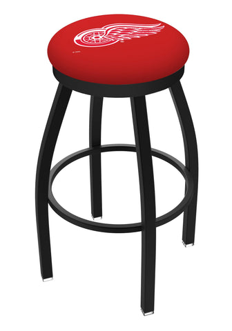 Detroit Red Wings HBS Black Swivel Bar Stool with Red Cushion - Sporting Up