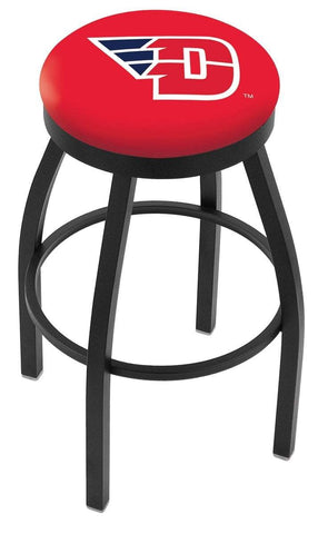 Shop Dayton Flyers HBS Black Swivel Bar Stool with Red Cushion - Sporting Up