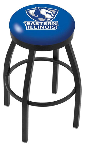 Taburete de bar giratorio negro HBS Eastern Illinois Panthers con cojín azul - Sporting Up