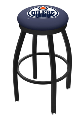 Compre taburete de bar giratorio negro Edmonton Oilers HBS con cojín azul - Sporting Up