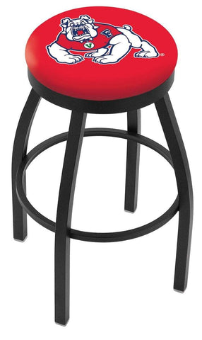Fresno State Bulldogs HBS Black Swivel Bar Stool with Red Cushion - Sporting Up