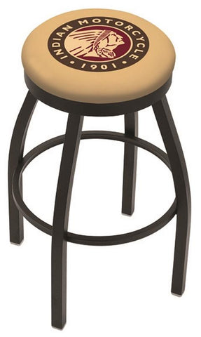 Indian Motorcycle HBS Black Swivel Bar Stool with Cream Cushion - Sporting Up