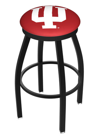 Indiana Hoosiers HBS Taburete de bar giratorio negro con cojín rojo - Sporting Up