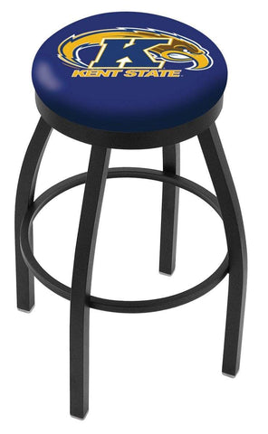 Kent State Golden Flashes HBS Black Swivel Bar Stool with Blue Cushion - Sporting Up