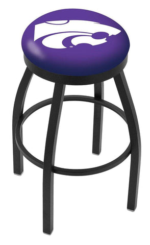 Tabouret de bar pivotant noir HBS des Wildcats de Kansas State avec coussin violet - Sporting Up