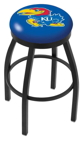Shop Kansas Jayhawks HBS Black Swivel Bar Stool with Blue Cushion - Sporting Up