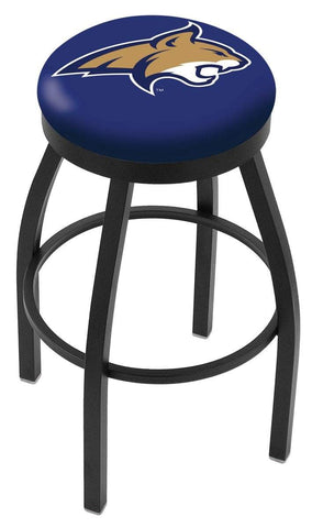 Montana State Bobcats HBS Black Swivel Bar Stool with Blue Cushion - Sporting Up
