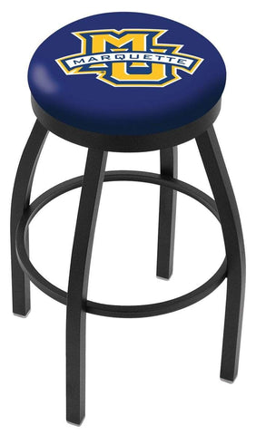 Marquette Golden Eagles HBS Black Swivel Bar Stool with Blue Cushion - Sporting Up