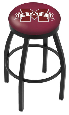 Mississippi State Bulldogs HBS Black Swivel Bar Stool with Maroon Cushion - Sporting Up