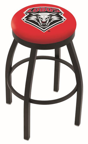 Shop New Mexico Lobos HBS Black Swivel Bar Stool with Red Cushion - Sporting Up