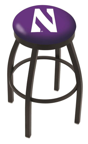 Tabouret de bar pivotant noir HBS Northwestern Wildcats avec coussin violet - Sporting Up