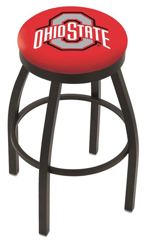 Shop Ohio State Buckeyes HBS Black Swivel Bar Stool with Red Cushion - Sporting Up