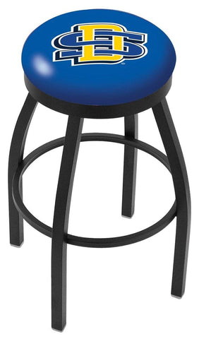 Tabouret de bar pivotant noir Jackrabbits de l'État du Dakota du Sud avec coussin bleu - Sporting Up