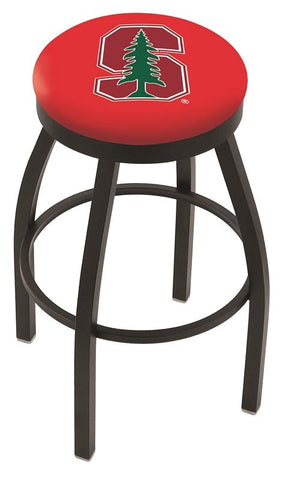 Stanford Cardinal HBS Black Swivel Bar Stool with Red Cushion - Sporting Up