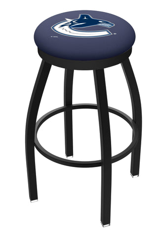 Vancouver Canucks HBS Black Swivel Bar Stool with Blue Cushion - Sporting Up