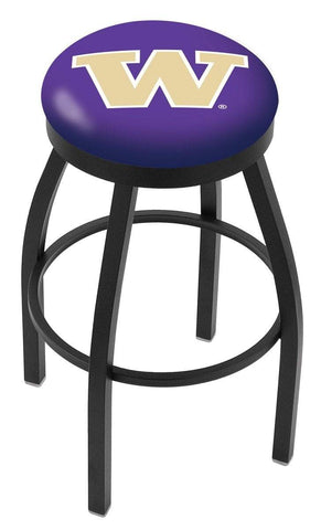 Washington Huskies HBS Black Swivel Bar Stool with Purple Cushion - Sporting Up