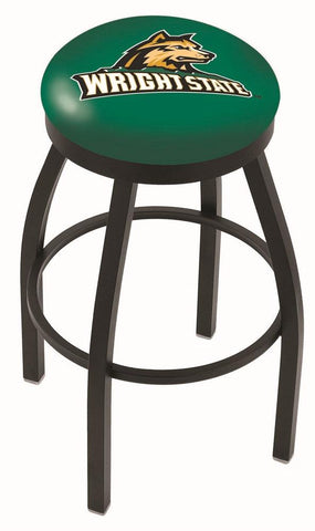 Shop Wright State Raiders HBS Black Swivel Bar Stool with Green Cushion - Sporting Up